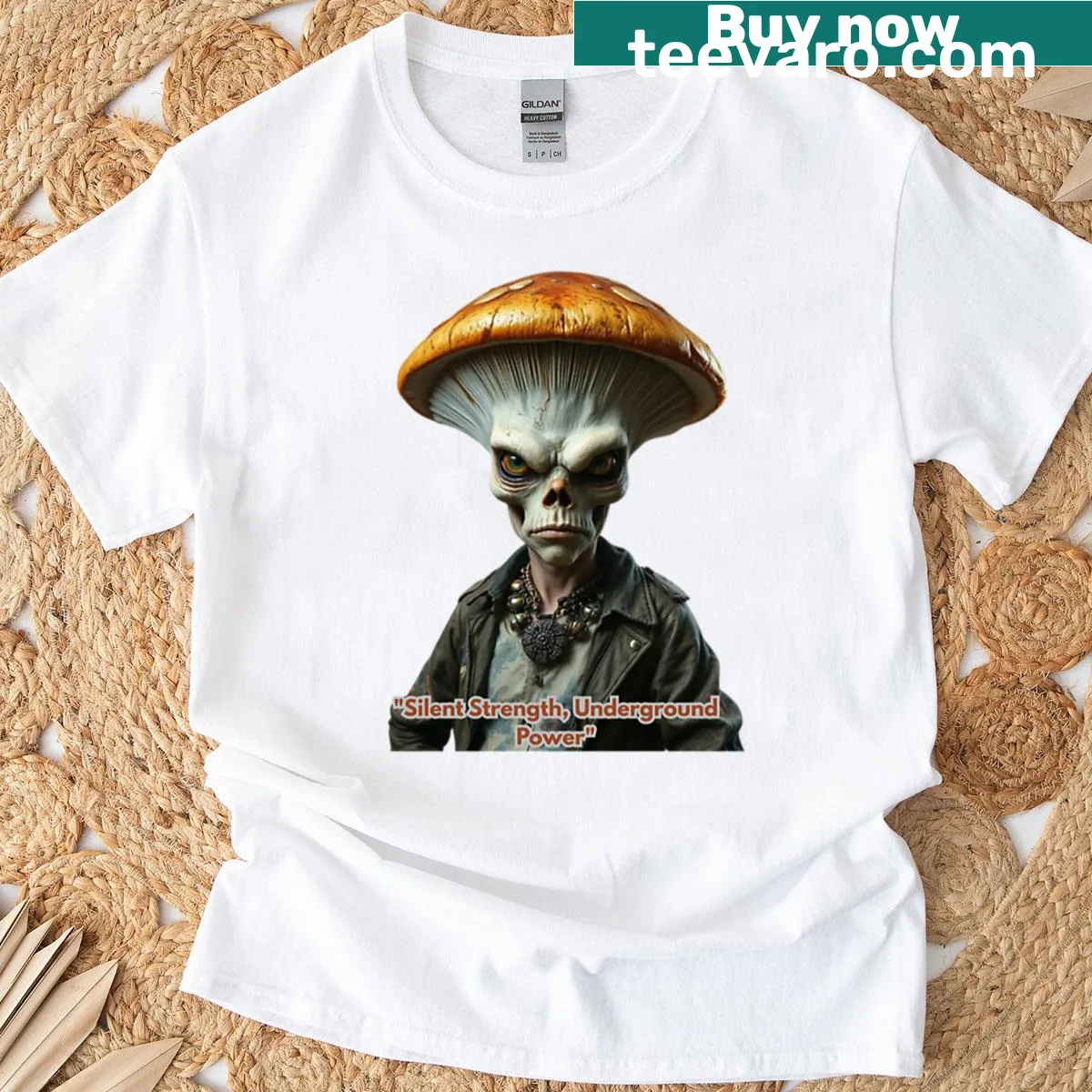 T-shirt displaying 'Silent Strength' message in a motivational badge design. — on a men's t-shirt