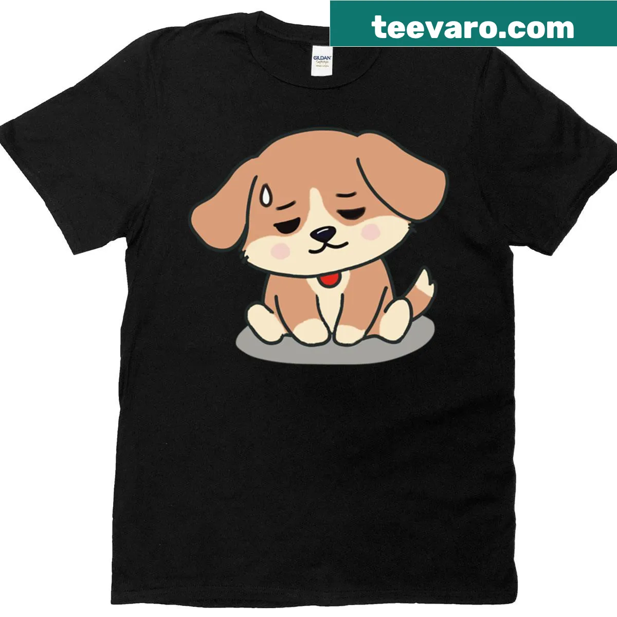 Illustrated T-shirt featuring a sleeping puppy design. — on a men's t-shirt