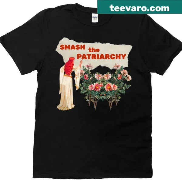 Feminist tee with 'Smash The Patriarchy' in vintage collage style