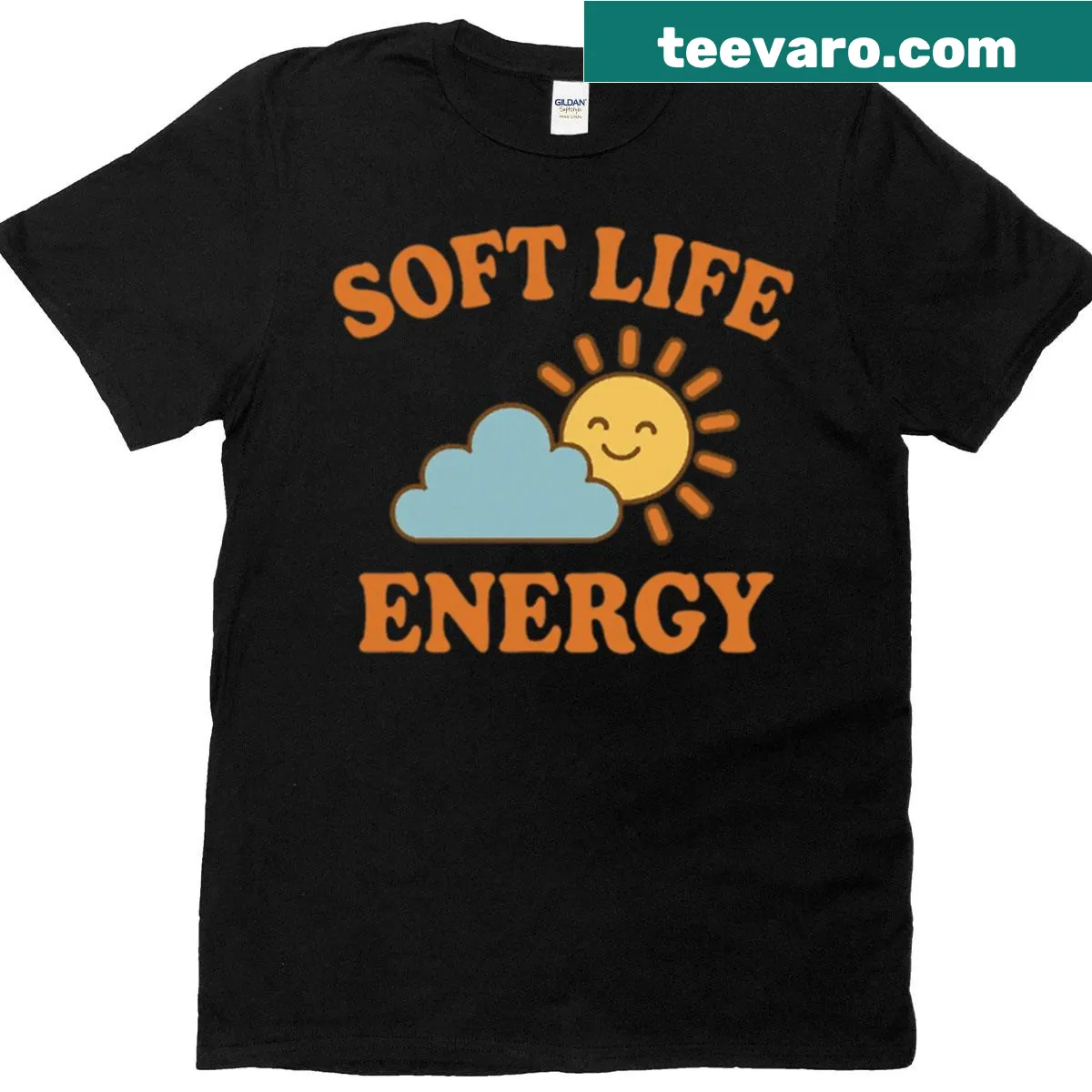 Retro design with sun and cloud promoting self-care aesthetics — on a men's t-shirt