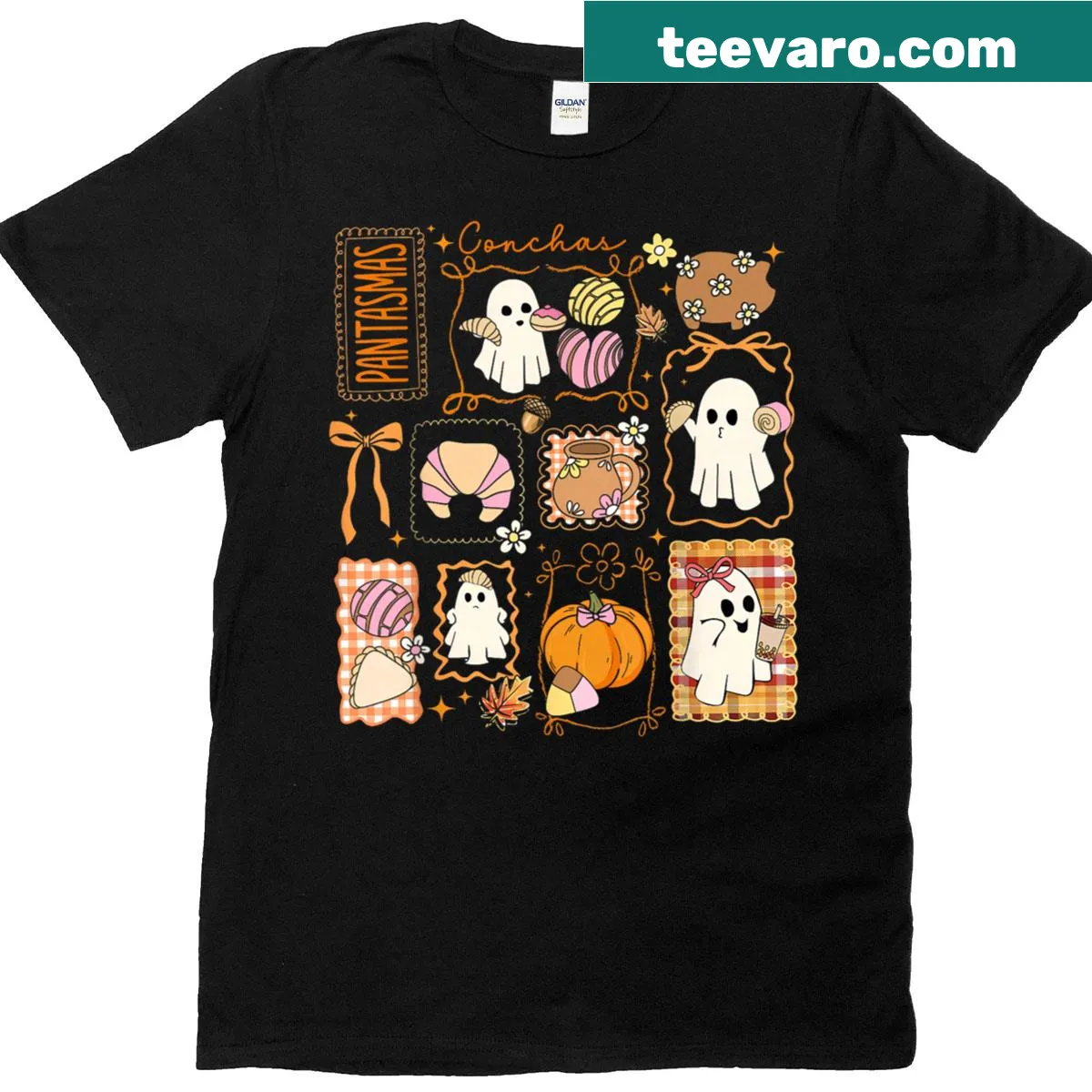 Cute girl with spooky conchas graphic on T-shirt — on a men's t-shirt