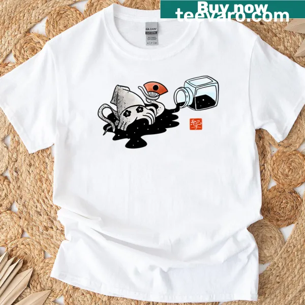 Abstract squid ink design on a minimalist t-shirt