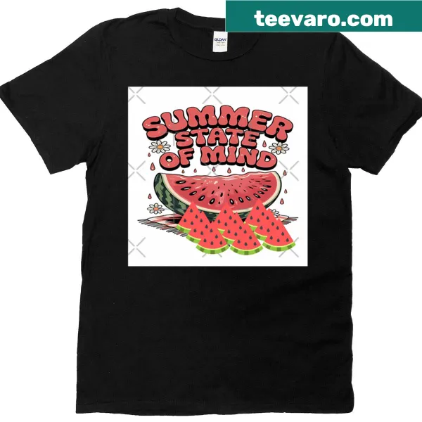 Playful typography t-shirt with 'Summer State Of Mind' phrase