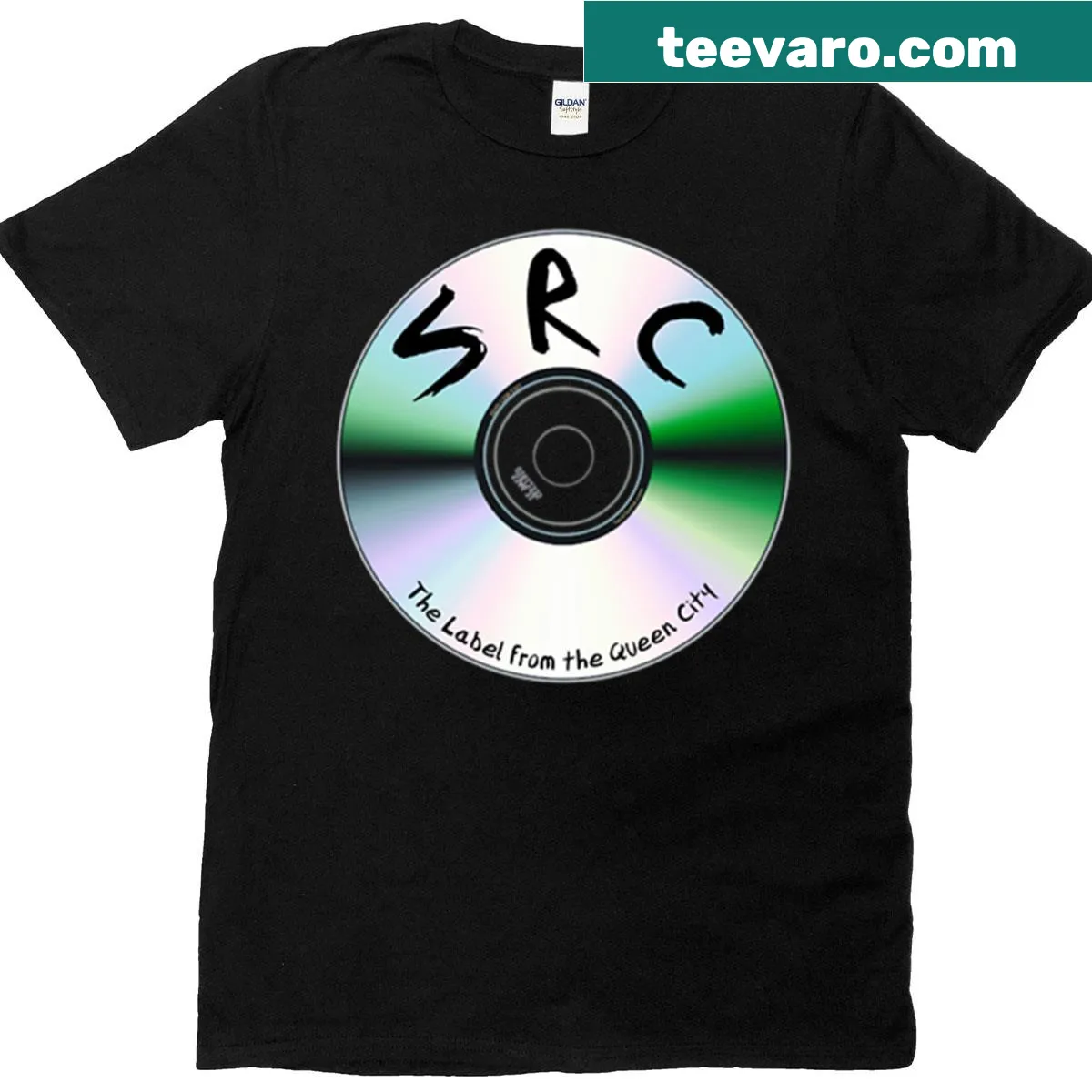 T-shirt featuring the Swisher Recording Co logo in a minimalist design — on a men's t-shirt
