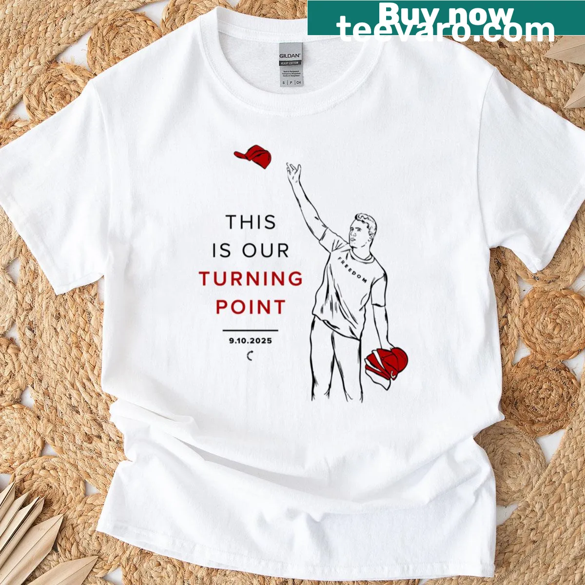 Oversized t-shirt with a patriotic freedom message in bold typography — on a men's t-shirt