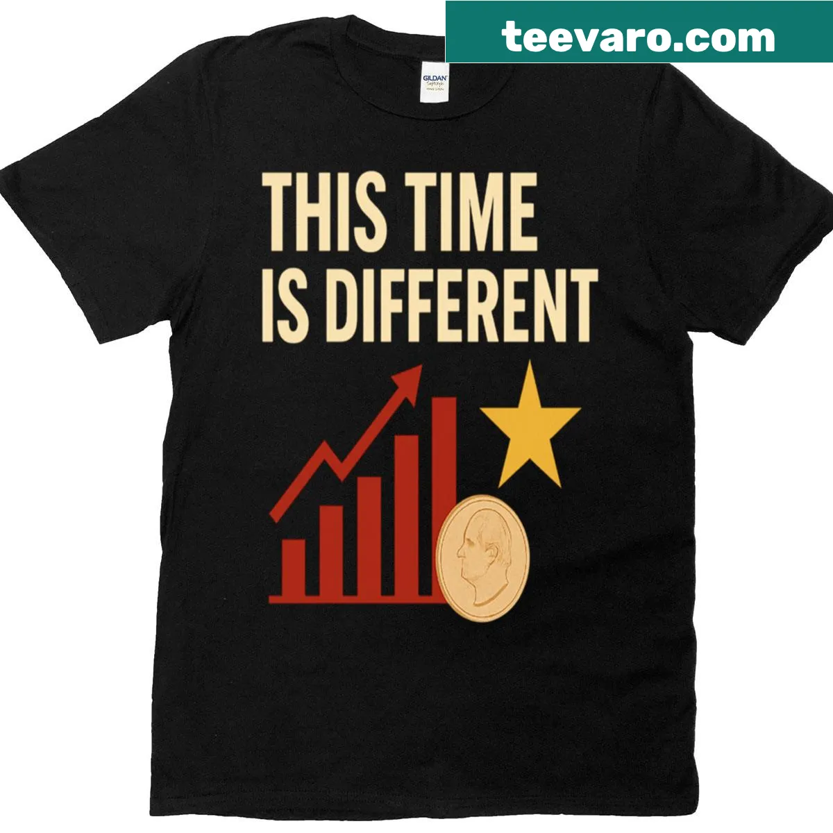 Illustrative economic reality design on a T-shirt — on a men's t-shirt