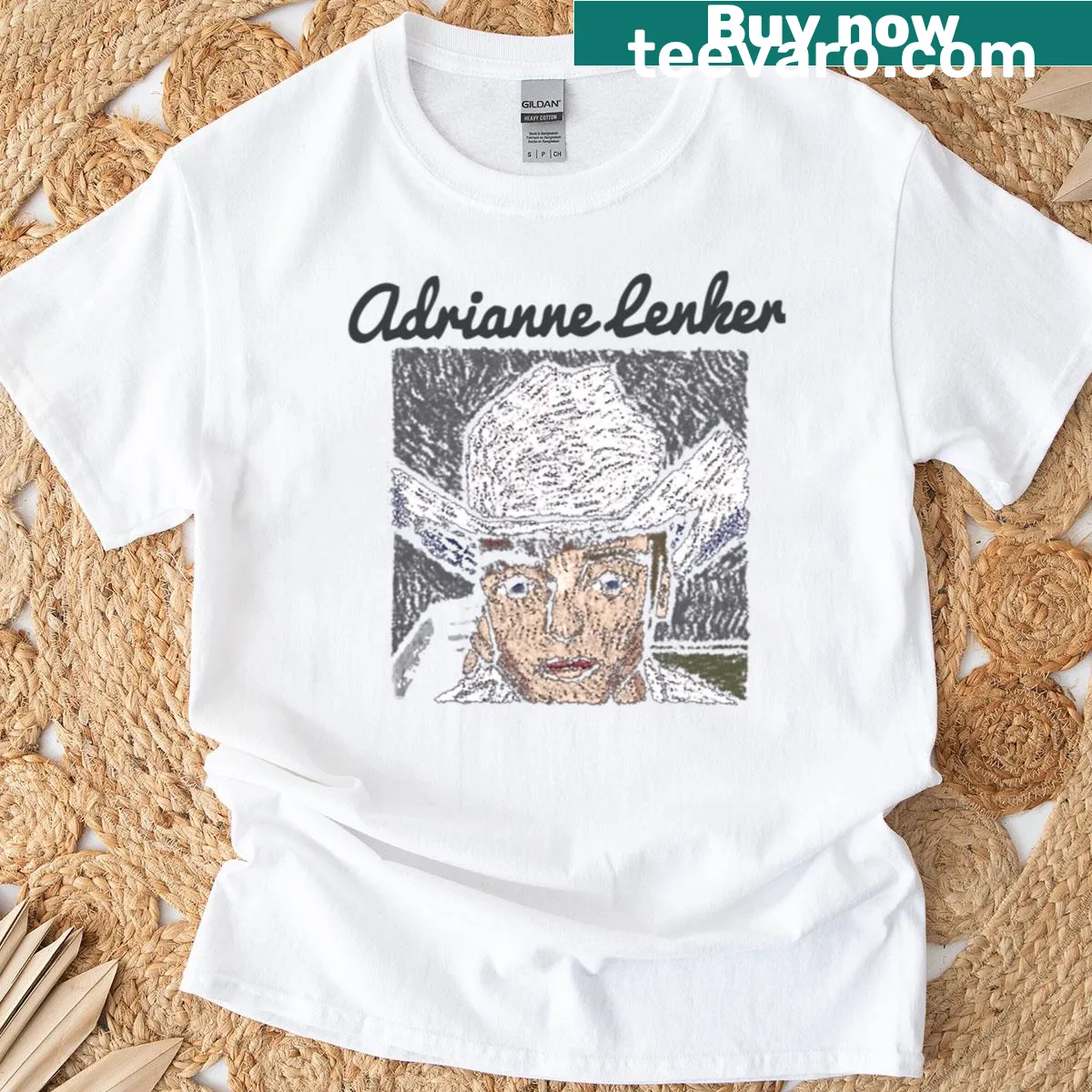 Illustrative T-shirt depicting a rock band performing live — on a men's t-shirt