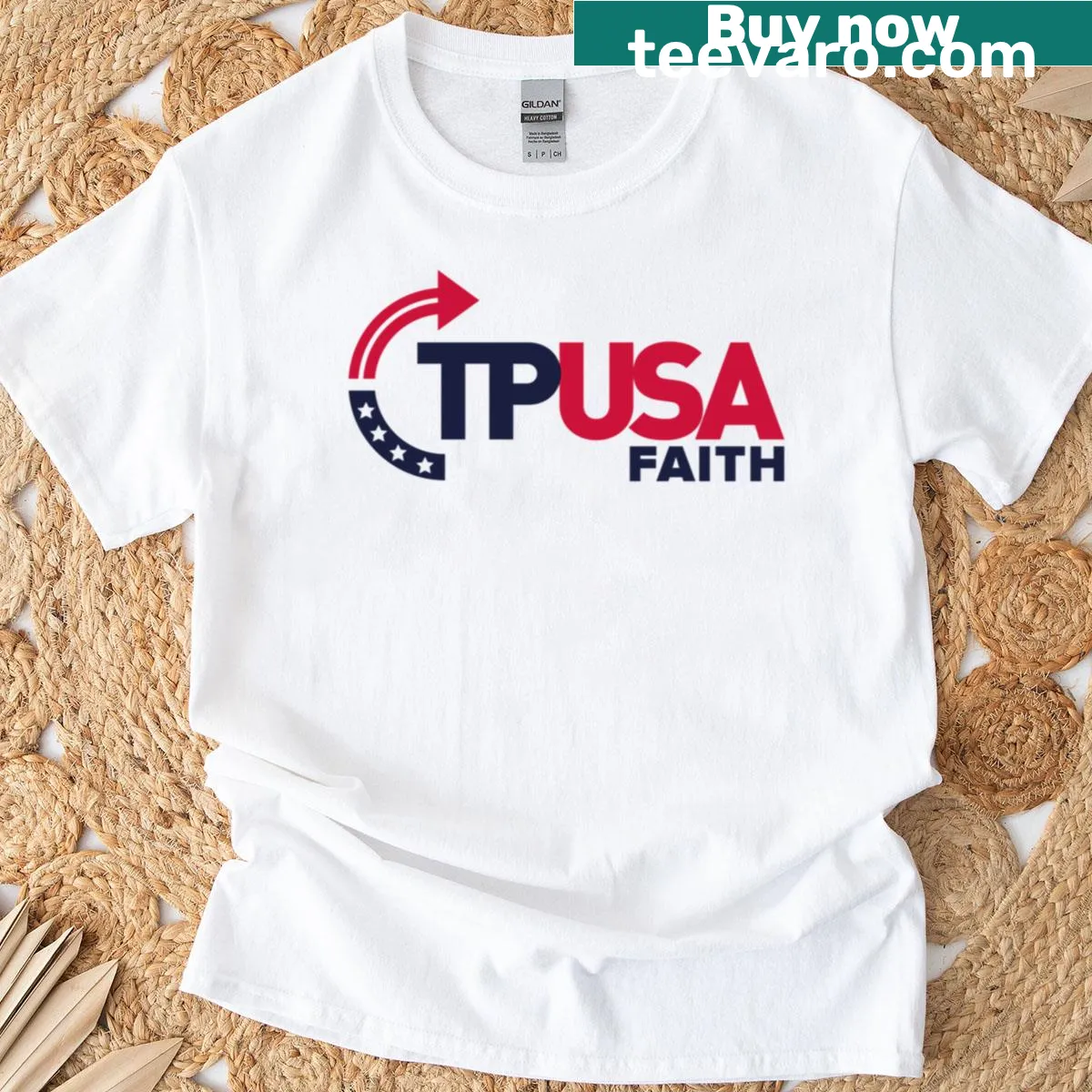 T-shirt with bold typography emphasizing faith as a guiding principle — on a men's t-shirt