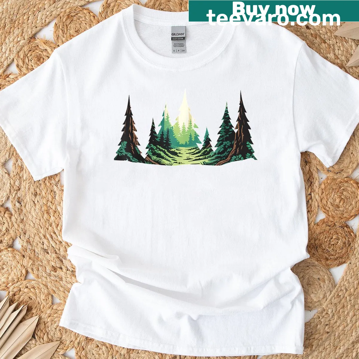 Vintage-style men's t-shirt featuring a forest wildlife graphic — on a men's t-shirt