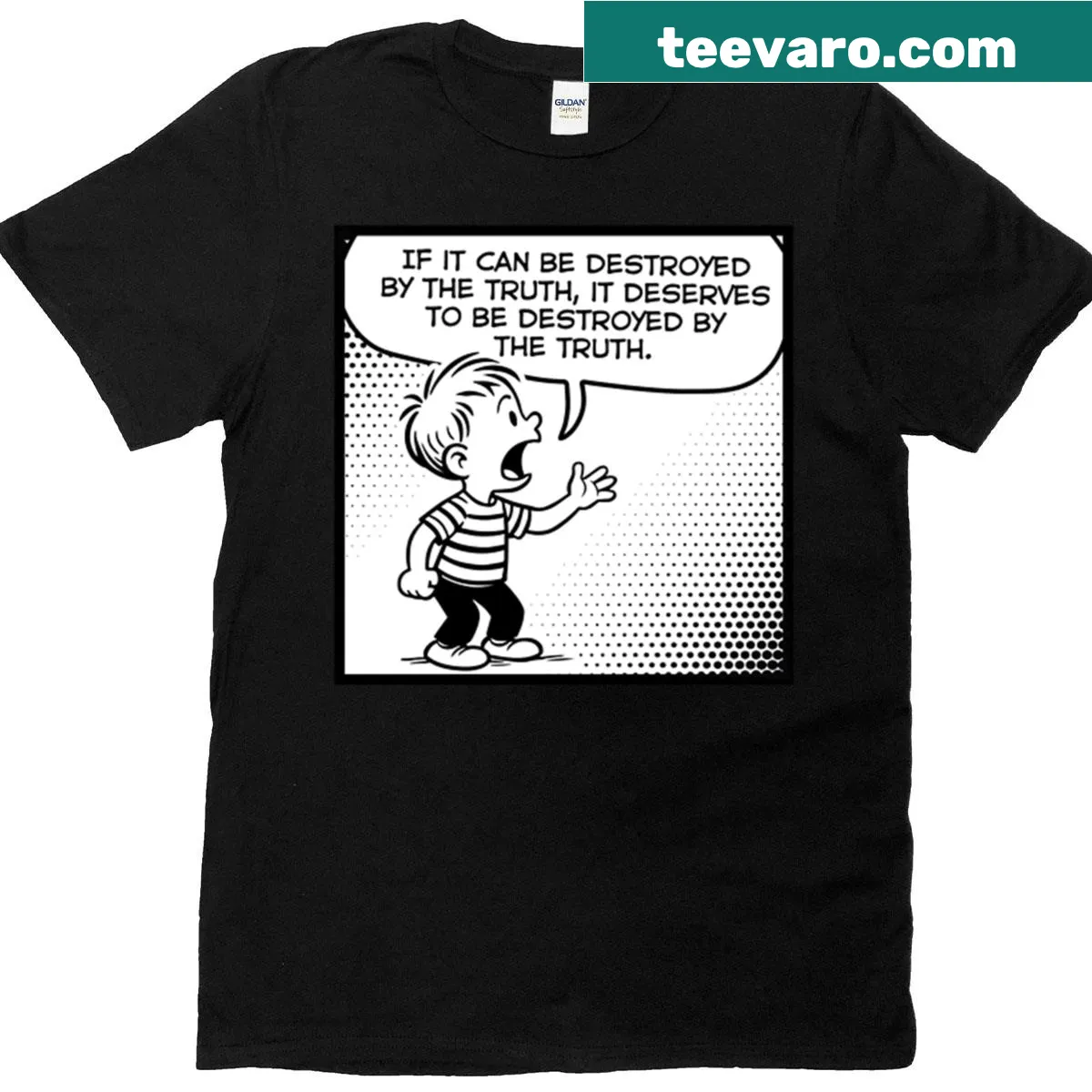 Retro cartoon design about truth vs censorship — on a men's t-shirt