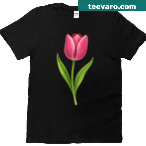 T-shirt featuring an illustration of tulip flowers in bloom