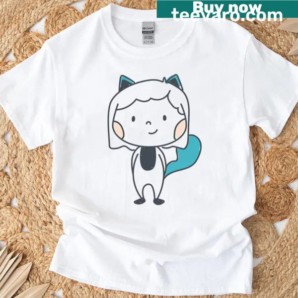 Cute t-shirt featuring a girl with a turquoise tail for kids