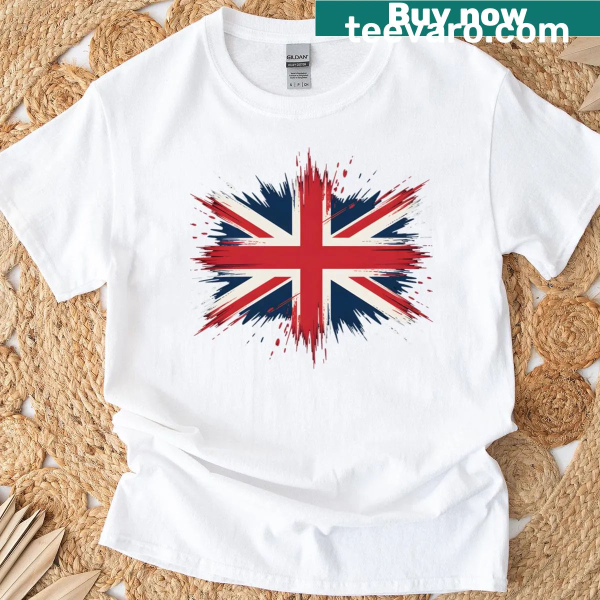 Vintage-style t-shirt featuring the Union Jack flag — on a men's t-shirt