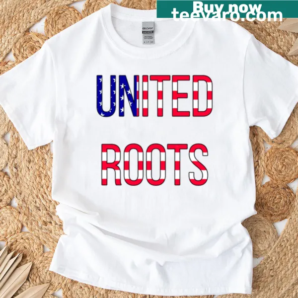 Oversized patriotic t-shirt featuring the American flag and 'United Roots'