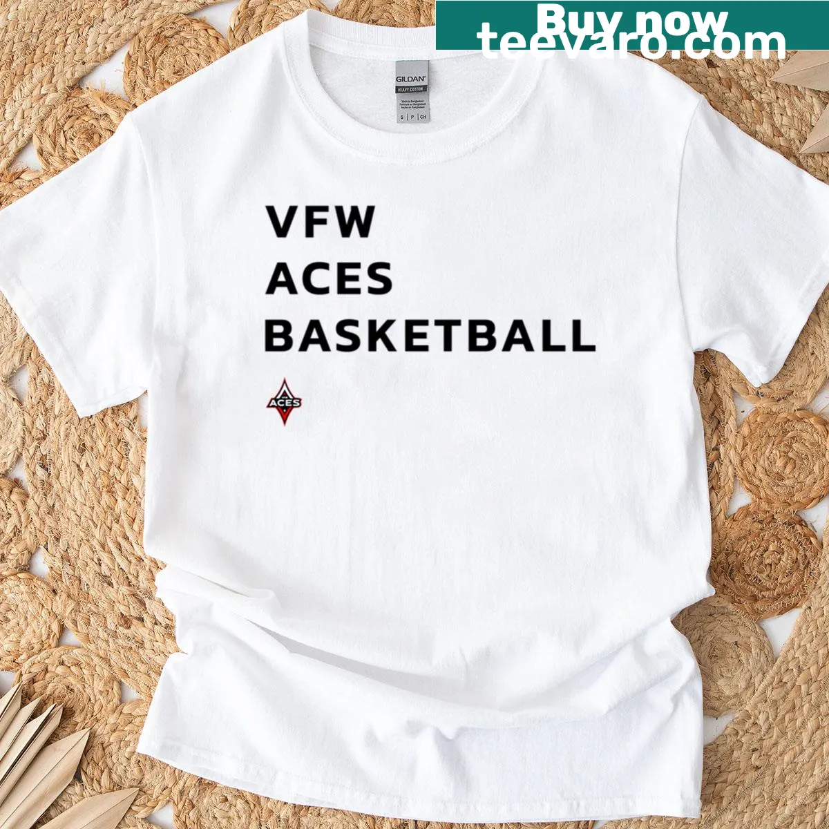 Bold VFW Aces basketball-themed graphic T-shirt — on a men's t-shirt