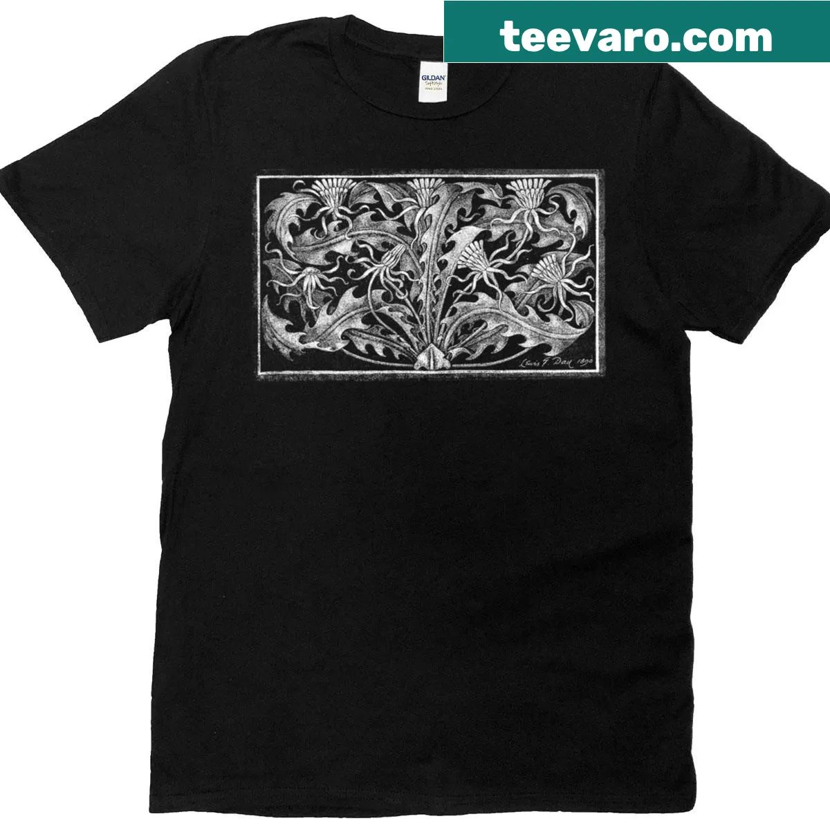 Vintage botanical dandelion design t-shirt — on a men's t-shirt