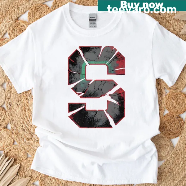 Vintage distressed T-shirt with red 'S' initial graphic