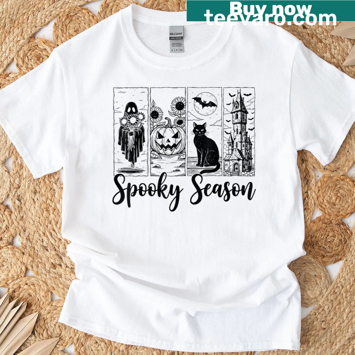 Vintage-style Halloween T-shirt with a horror design — on a men's t-shirt