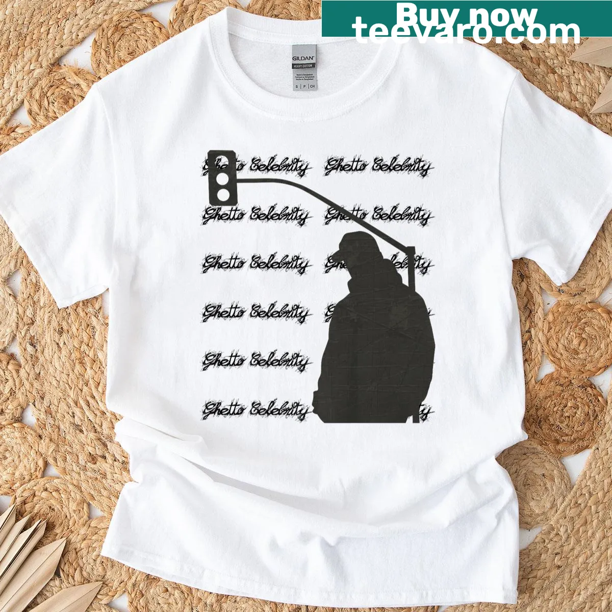 Vintage-styled hip hop themed T-shirt with urban graphic design. — on a men's t-shirt