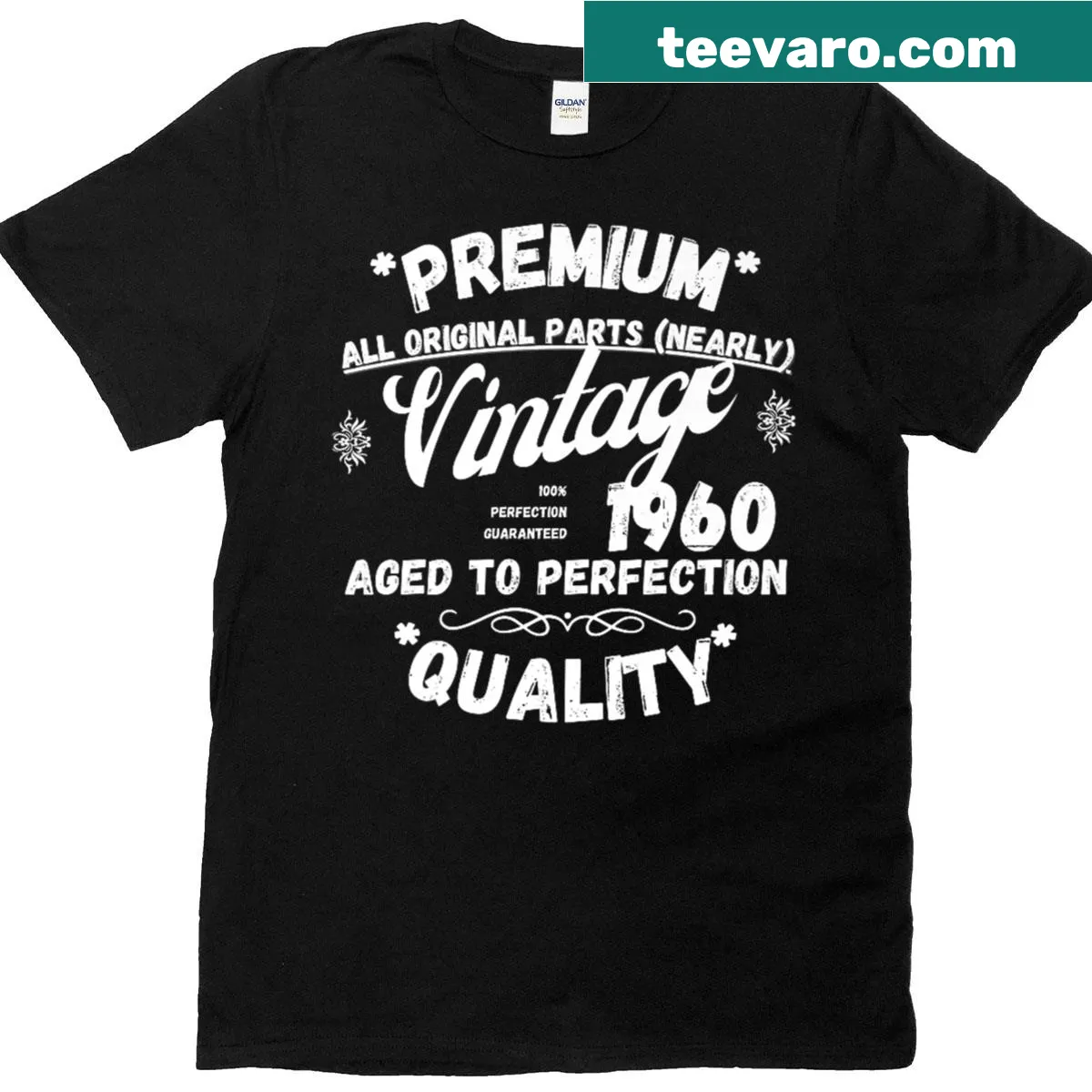 Vintage shirt with Legends Born In 1960 in retro typography — on a men's t-shirt