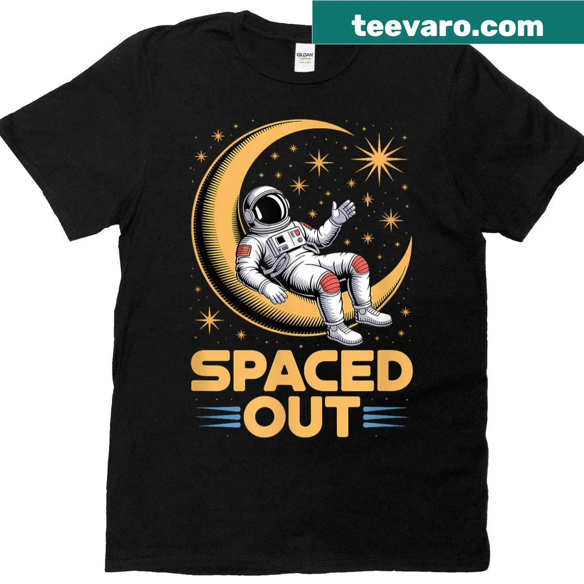 Vintage Space T-shirt with whimsical galaxy design — on a men's t-shirt