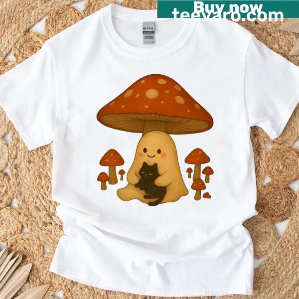 Vintage Halloween T-shirt with ghost and black cat design