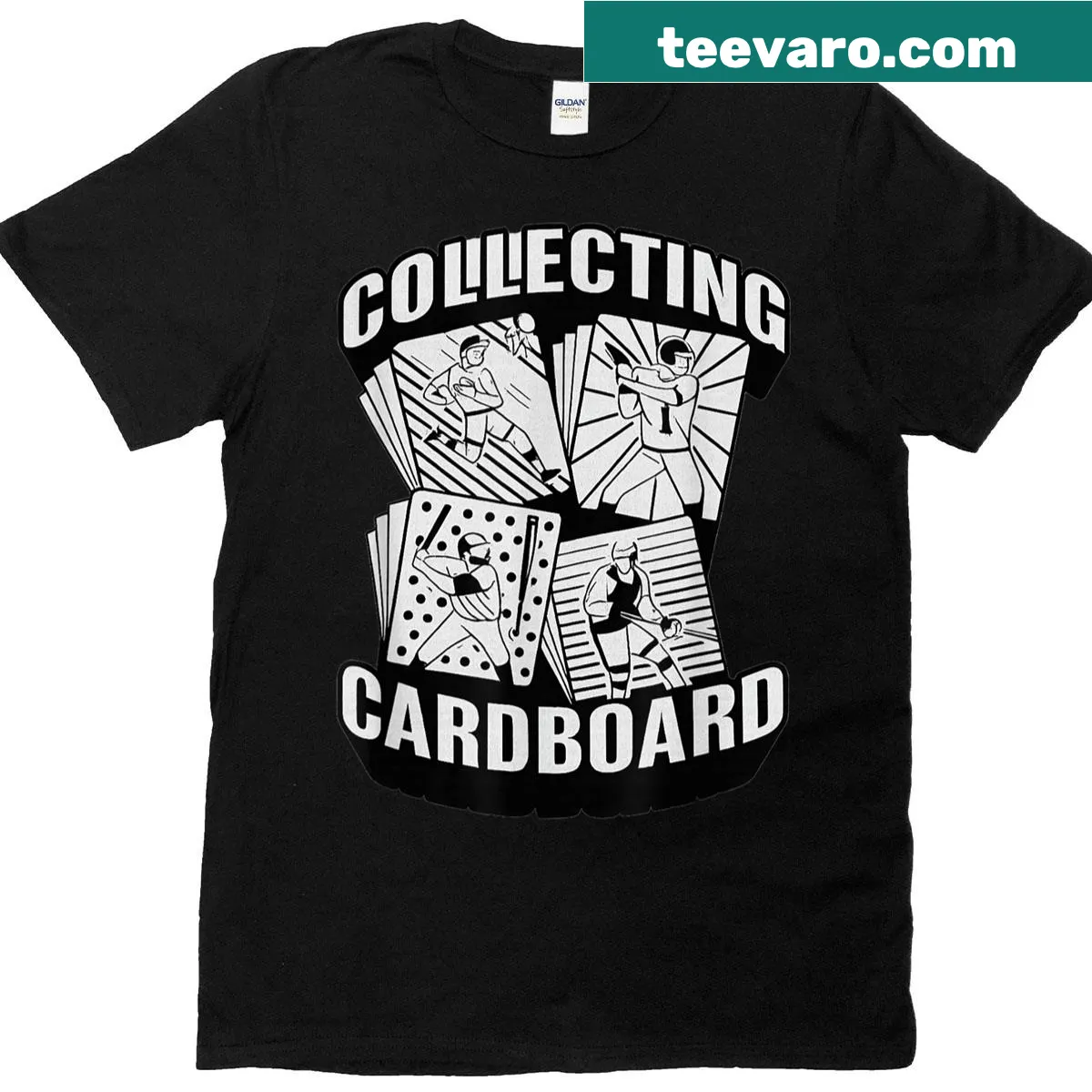'I Collect Cardboard' graphic on a T-shirt for sports card collectors — on a men's t-shirt