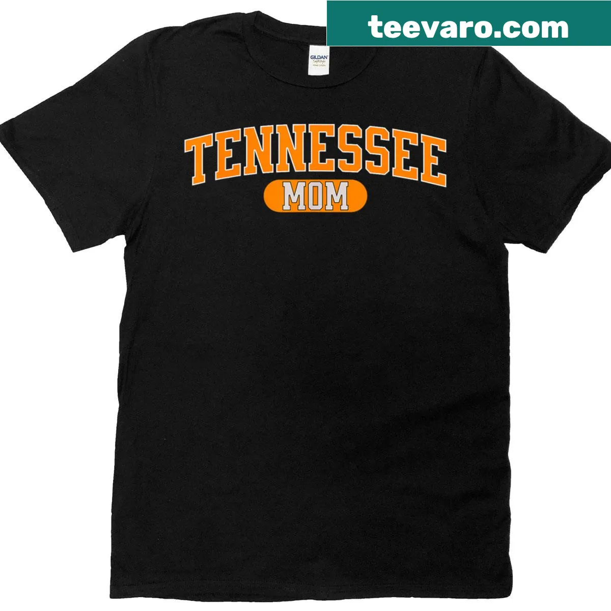 Vintage Tennessee Mom T-shirt with bold varsity lettering — on a men's t-shirt