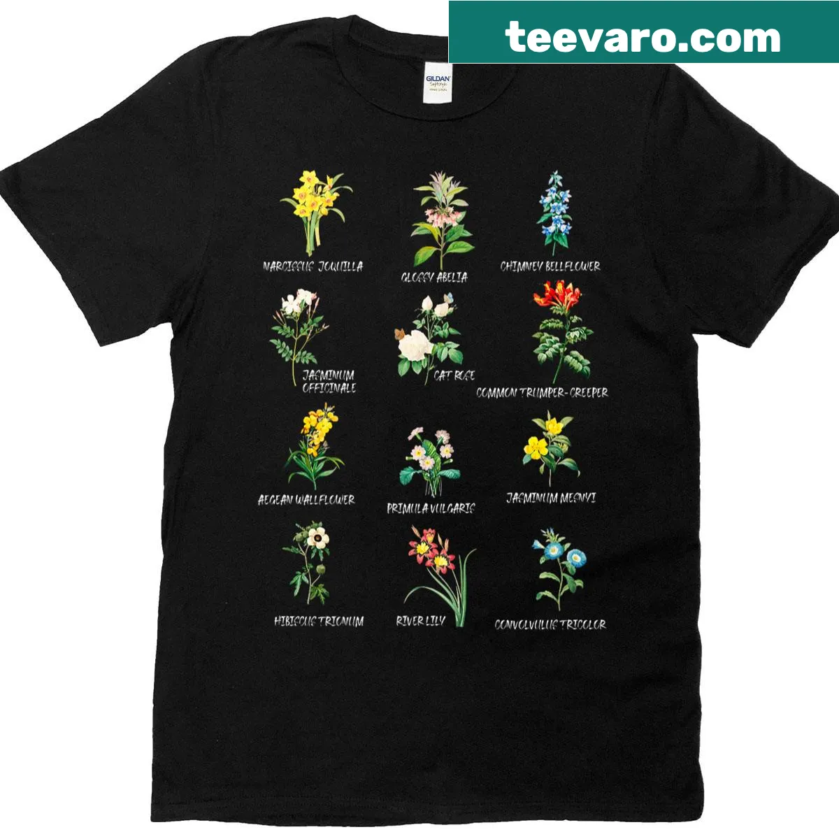 Wildflowers graphic T-shirt with a botanical theme — on a men's t-shirt