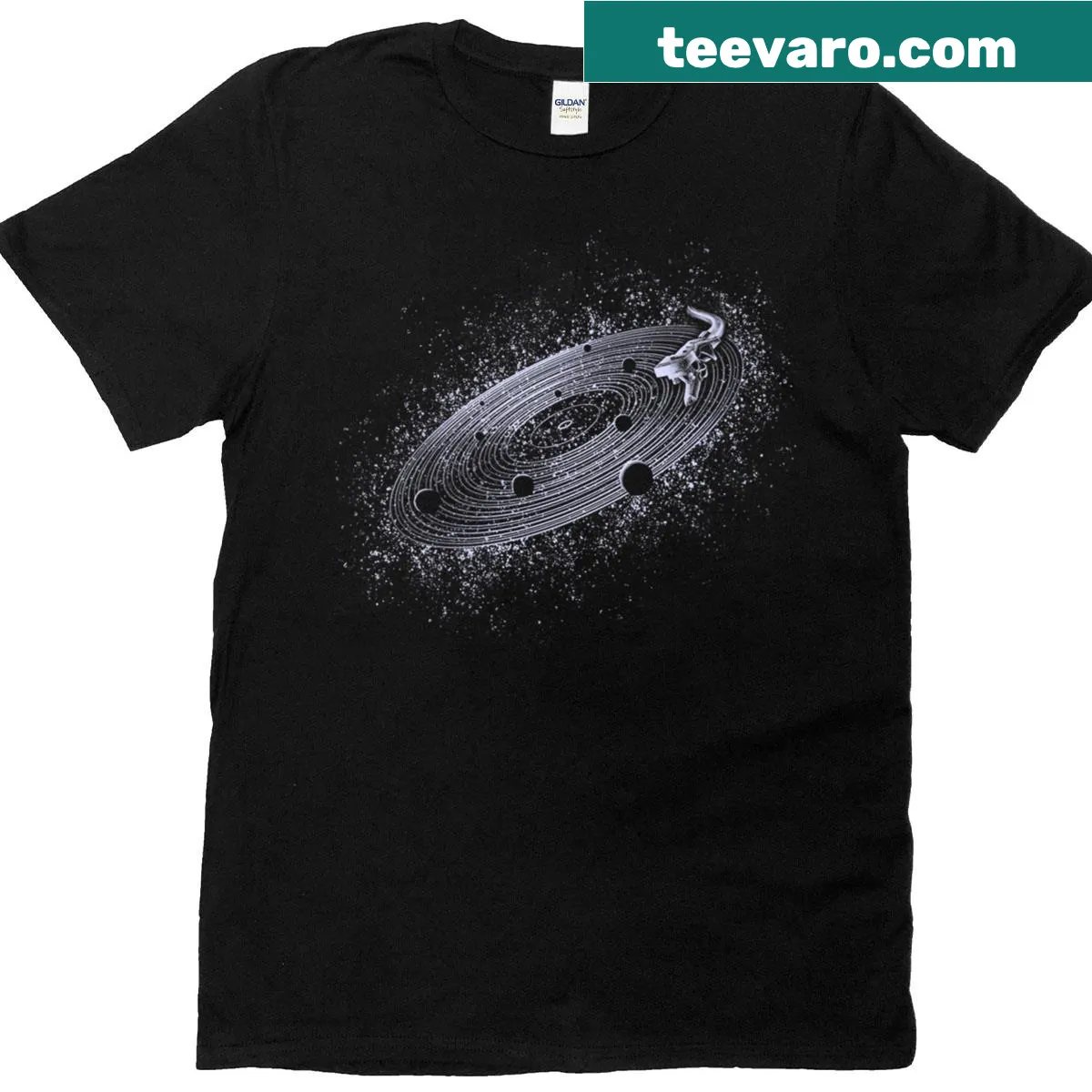 Vintage vinyl records design on a music-themed t-shirt — on a men's t-shirt