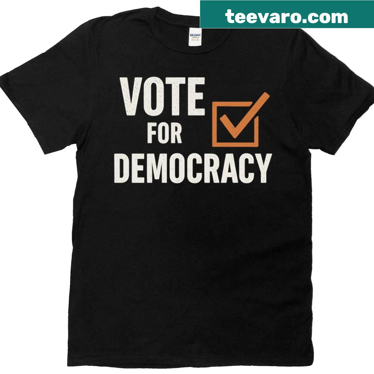 Bold graphic tee advocating for democracy and equality — on a men's t-shirt