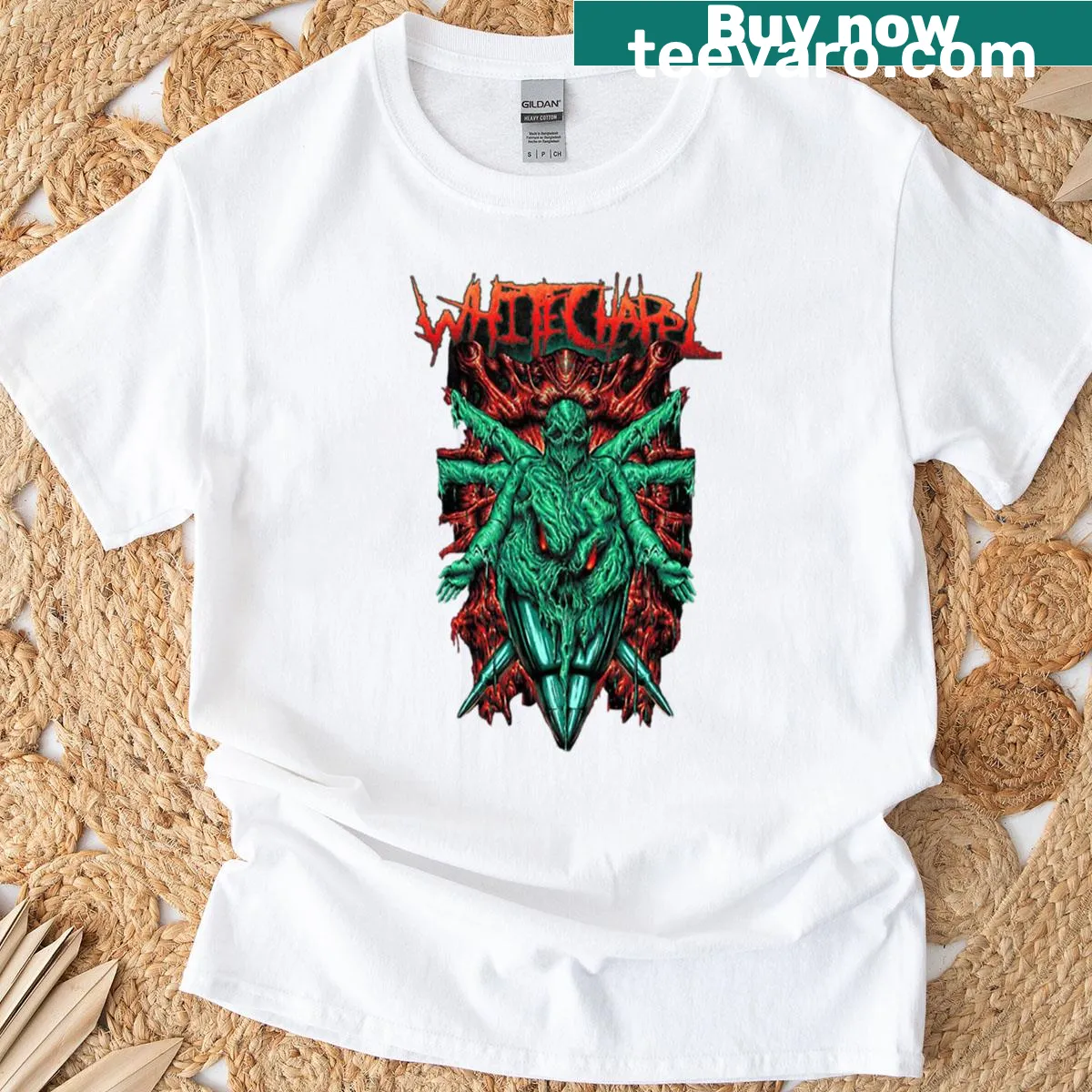 Whitechapel band illustration graphic t-shirt — on a men's t-shirt