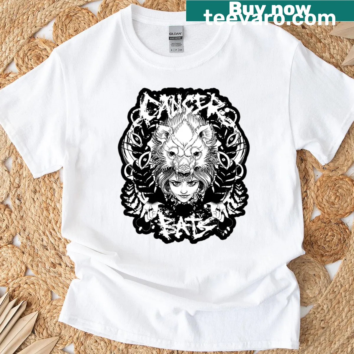 Realistic wolf graphic T-shirt symbolizing strength and intuition — on a men's t-shirt