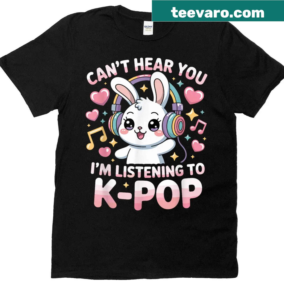 Funny rabbit graphic with K-pop reference on T-shirt — on a men's t-shirt