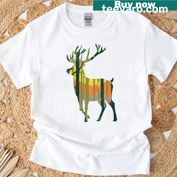 Vintage deer silhouette graphic T-shirt suitable for wildlife lovers