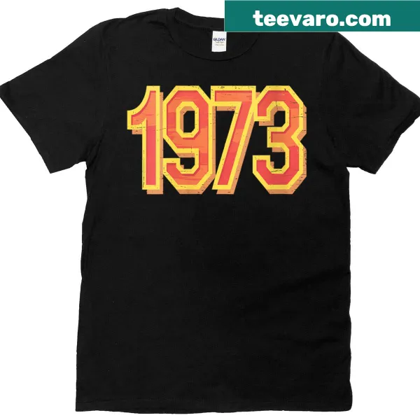 Vintage 70s music lover birthday tee for women born in 1973