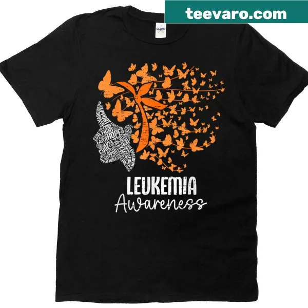 Butterfly ribbon design women's t-shirt for leukemia awareness