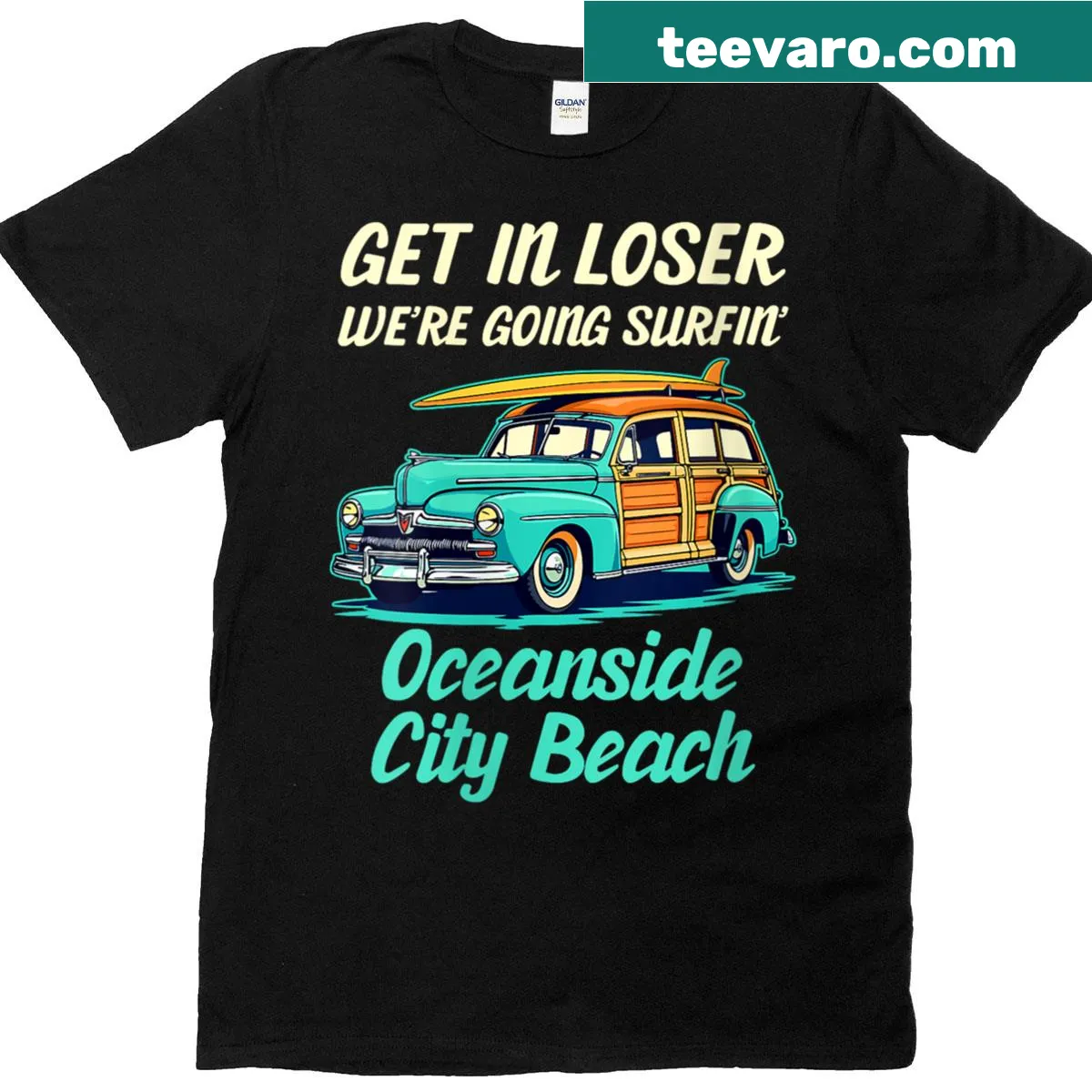 Vintage surfing graphic T-shirt for beach lovers — on a men's t-shirt