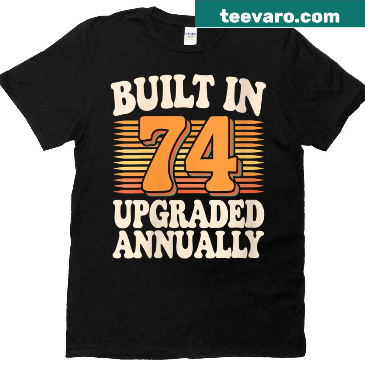 Vintage 1974 music lover t-shirt for women — on a men's t-shirt