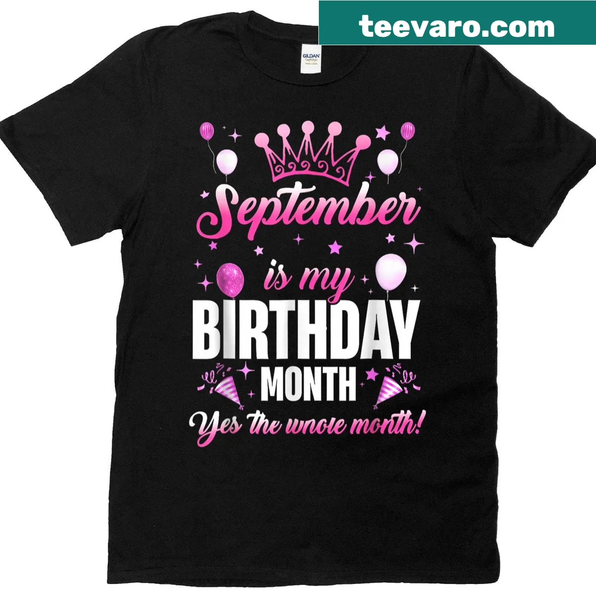 Birthday-themed women's t-shirt featuring 'Birthday Queen' text — on a men's t-shirt