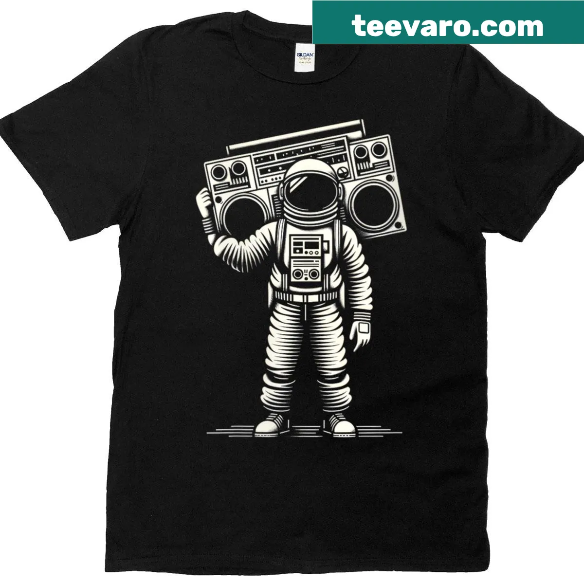 Vintage astronaut graphic T-shirt for space enthusiasts — on a men's t-shirt