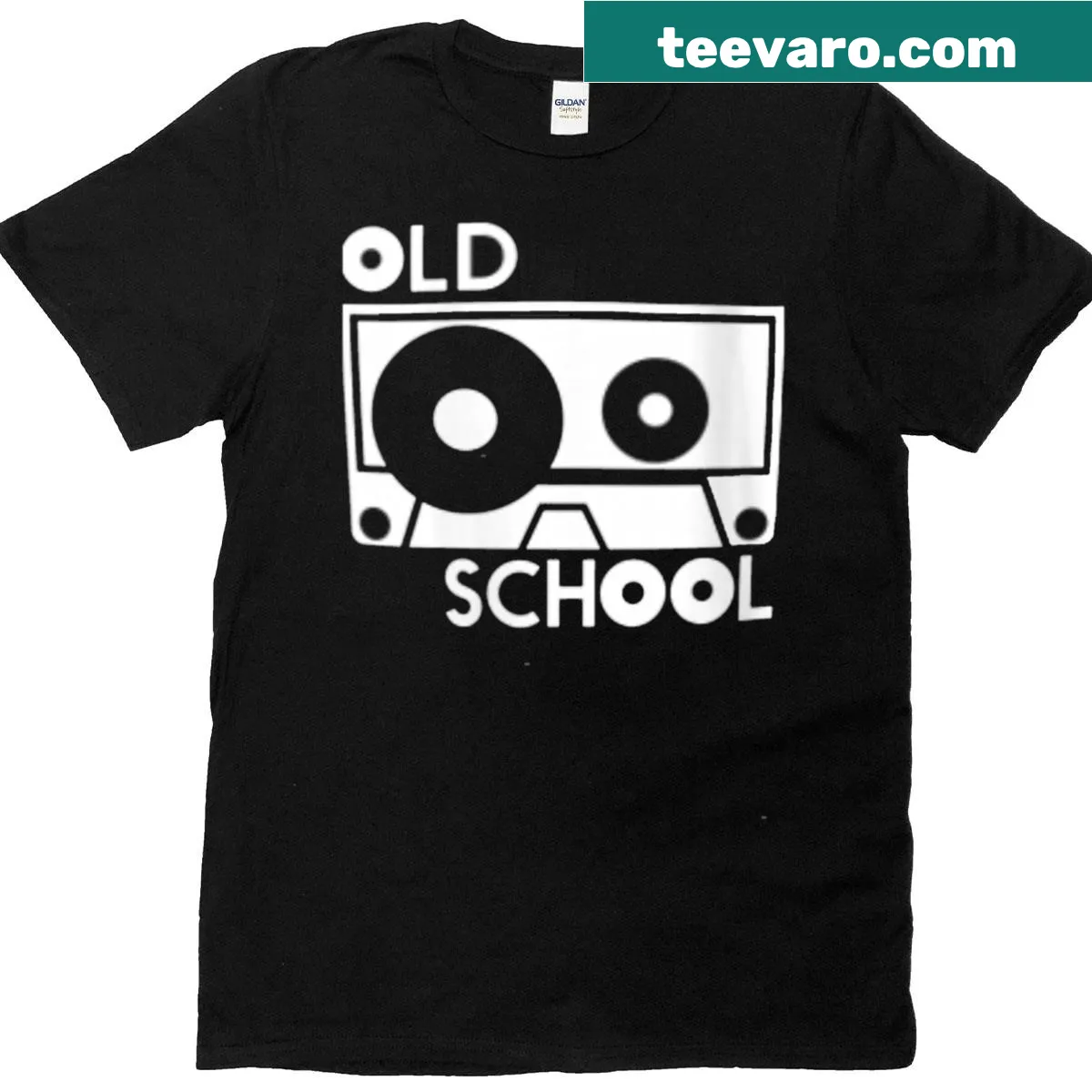 Vintage retro t-shirt featuring a cassette tape design — on a men's t-shirt