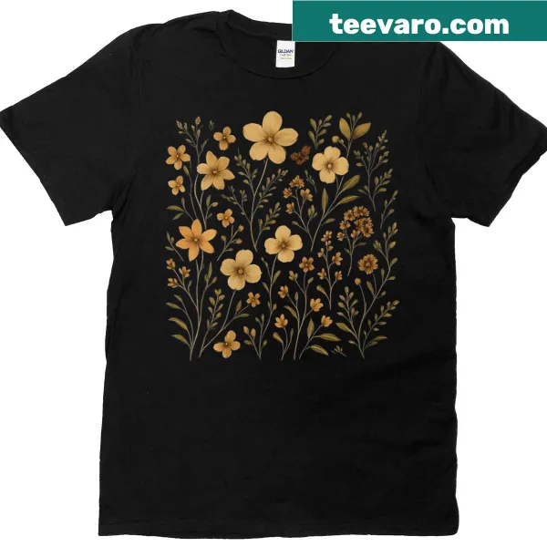 Vintage floral design women's t-shirt with bohemian style