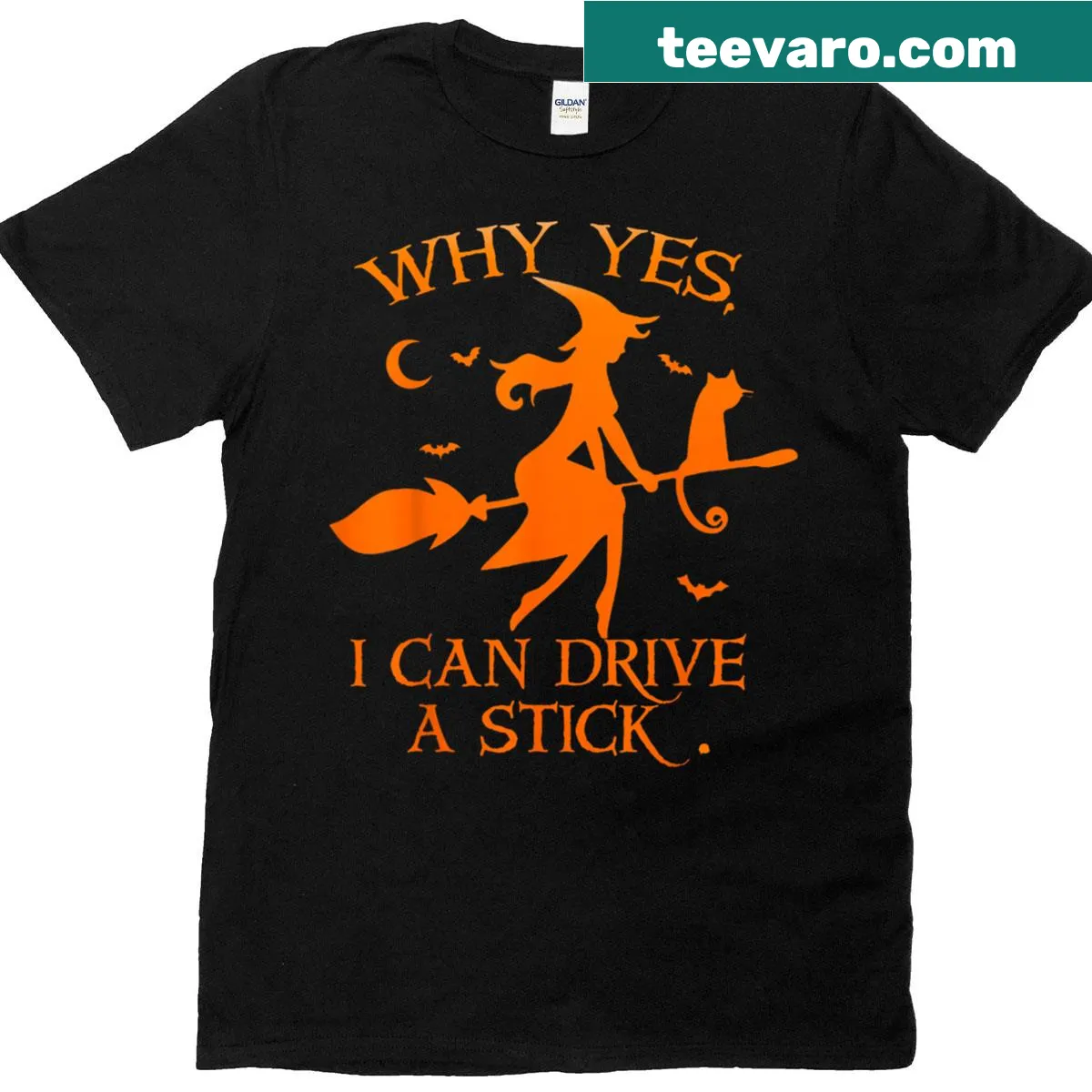 Funny Halloween t-shirt with witch graphic — on a men's t-shirt