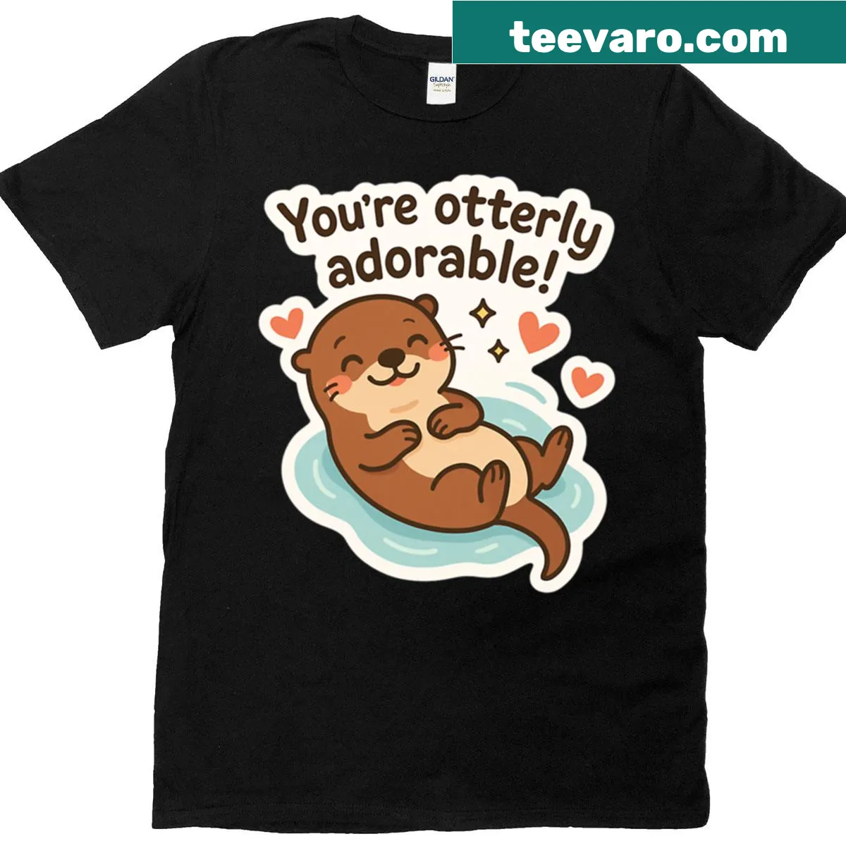 Cute otter graphic with 'You're Otterly Adorable' on T-shirt — on a men's t-shirt