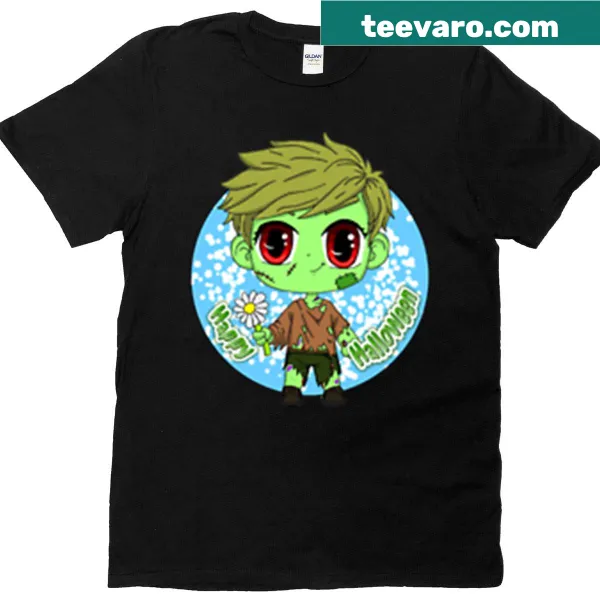 Fun Halloween t-shirt with cheerful zombies illustration