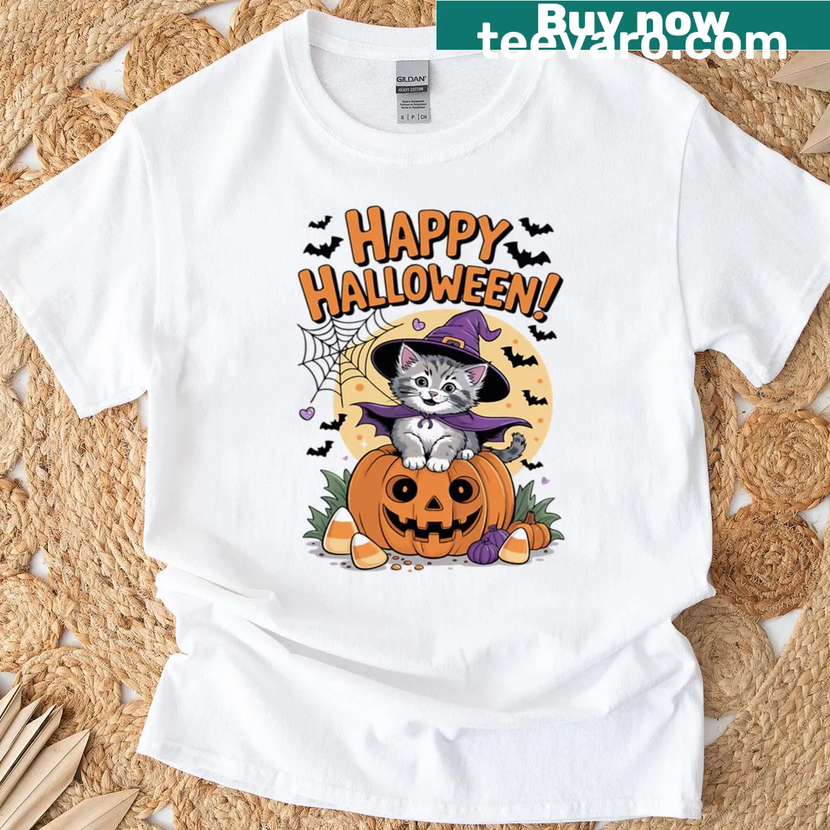 Cute bunny Halloween t-shirt with cheerful design for kids — on a men's t-shirt