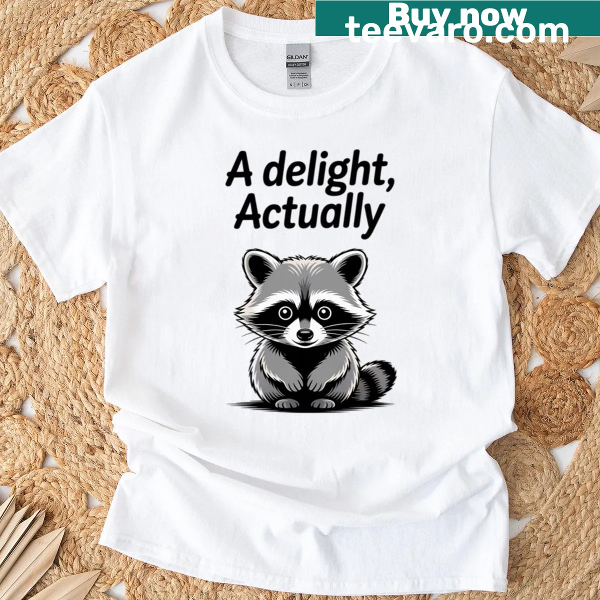 Oversized t-shirt with playful text 'A Delight Actually' — on a men's t-shirt