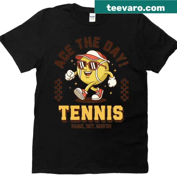 Retro cartoon tennis ball with cheerful face