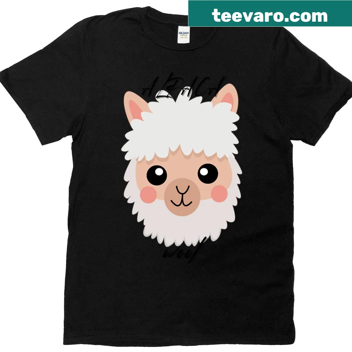 T-shirt featuring an illustration of an adorable alpaca. — on a men's t-shirt